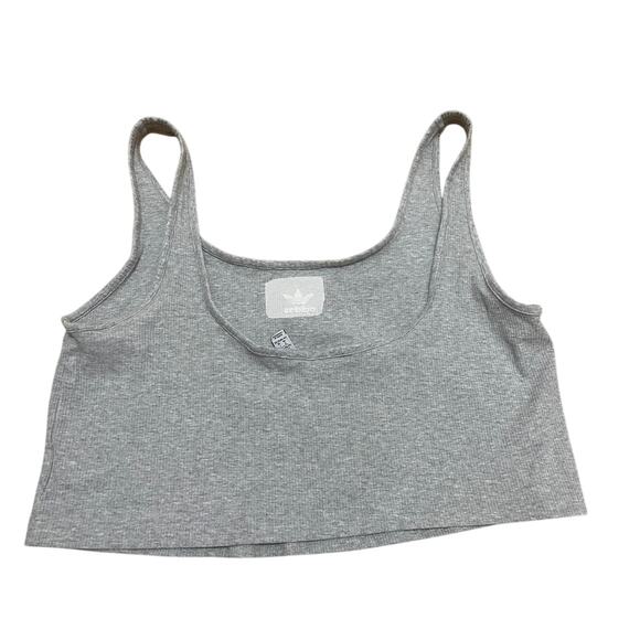 Adidas Women'x 1X Gray Ribbed Knit Relaxed Cropped Tank Top - Picture 6 of 6